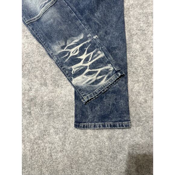 New Level 1 Denim Men's Slim Straight Jeans Sz 40x32 Blue Hip Streetwear Grunge - Picture 7 of 11